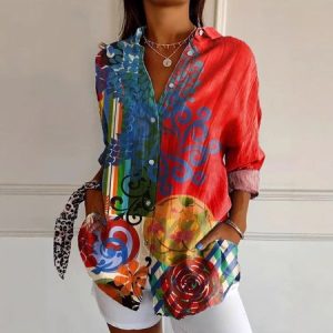 Casual Geometric Shirt, Blouses, Lilicloth.com