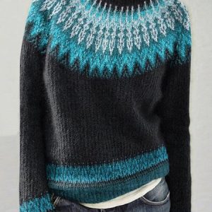 Women Knitted Purple Floral Long Sleeve Comfy Casual Sweater, Sweaters, color:Black|size:5XL, catalog Noracora shop