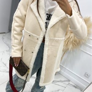 Women's Plain Regular Loose Jacket, Outerwear, color:Apricot|size:XL, catalog Noracora shop