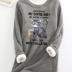 My Coffee And I Are Having A Moment Casual Fluff Fleece Fabric Sweatshirt, Hoodies&Sweatshirts, Lilicloth.com
