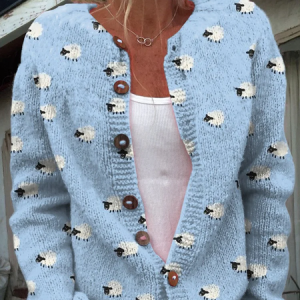 Women Knitted Color Block Long Sleeve Comfy Casual Cardigan, Cardigans, color:Blue|size:5XL, catalog Noracora shop