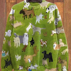 Casual Crew Neck Dog Sweatshirt, Hoodies & Sweatshirts, color:Green|size:XXL, catalog Noracora shop