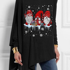 Women's Long Sleeve Blouse Spring/Fall Christmas Jersey Crew Neck Daily Going Out Casual Top, JustFashionNow Shirts, color:Black|size:3XL,