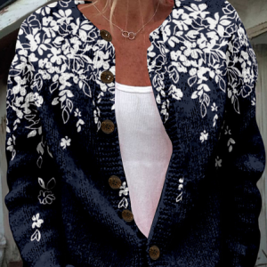 Women's Floral Thicken Loose Jacket, Outerwear, color:Blue|size:4XL, catalog Noracora shop