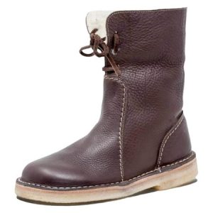 Vintage Plain Wearable Lace-Up Block Heel Snow Boots, Boots, color:CAMEO BROWN|size:43, catalog Noracora shop