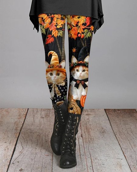 Tight Halloween Jersey Casual Leggings, Leggings, Lilicloth.com