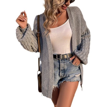 Women's Spring/Fall Outerwear Casual Plain Jersey Shawl Jacket, JustFashionNow Cardigans, color:Gray|size:XXL,