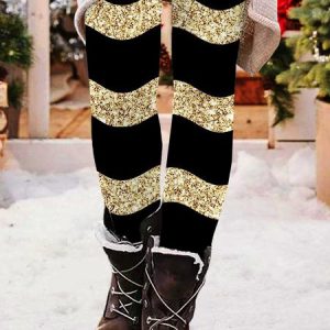 Casual Christmas Long Leggings, Leggings, color:Black|size:4XL, catalog Noracora shop