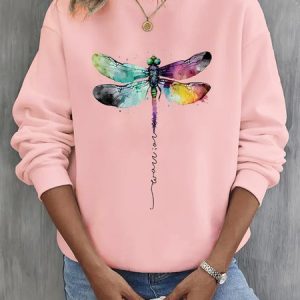 Women's Crew Neck Text Letters Casual Spring/Fall Cotton Long Sleeve Sweatshirt, JustFashionNow Sweatshirts & Hoodies, color:Pink|size:XXL,