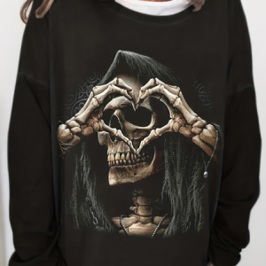 Casual Crew Neck Halloween Sweatshirt Zipper, Hoodies & Sweatshirts, color:Black|size:XXL, catalog Noracora shop