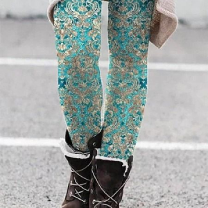 Casual Ethnic Tight Jersey Leggings, Leggings, Lilicloth.com