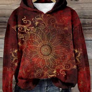 Casual Hoodie Ethnic Sweatshirt, Hoodies & Sweatshirts, color:Wine Red|size:4XL, catalog Noracora shop