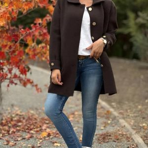Women's Plain Thicken Loose Jacket, Coats, color:Coffee|size:3XL, catalog Noracora shop