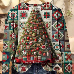 Casual Crew Neck Christmas Tree Sweatshirt, Hoodies & Sweatshirts, color:Color3|size:XXL, catalog Noracora shop