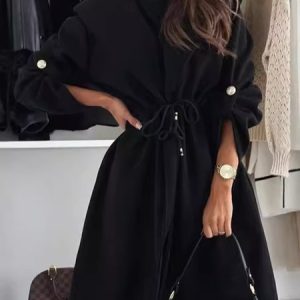 Women's Plain Regular Loose Jacket, Coats, color:Black|size:3XL, catalog Noracora shop