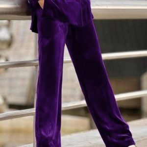 Velvet Urban High Waist Plain Fashion Pants, Pants, color:Purple|size:XXL, Stylewe