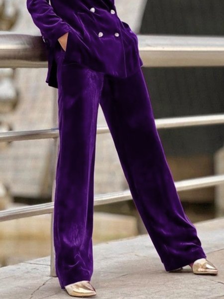 Velvet Urban High Waist Plain Fashion Pants, Pants, color:Purple|size:XXL, Stylewe