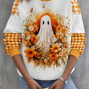Casual Crew Neck Color Block Sweatshirt, Hoodies & Sweatshirts, color:Orange|size:4XL, catalog Noracora shop