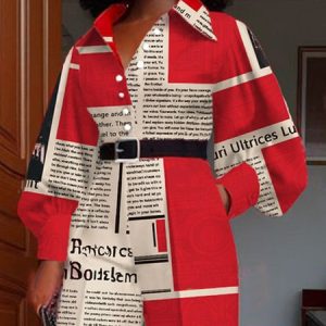Balloon Sleeve Letter Pattern Urban Regular Fit Printing Shirt, Blouses and Shirts, color:Red|size:XXL, Stylewe