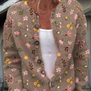Women Floral Long Sleeve Comfy Casual Cardigan, Cardigans, color:Color8|size:5XL, catalog Noracora shop
