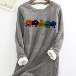 Women's Crew Neck Floral Casual Winter Long Sleeve Sweatshirt, JustFashionNow Sweatshirts & Hoodies, color:Gray|size:XXL,