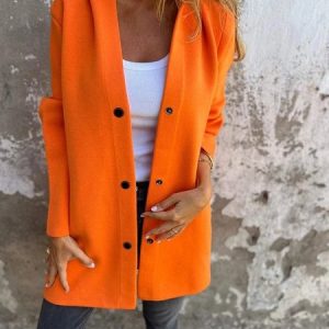 Women's Plain Zip Up Hoodie Regular Loose Kimono, Coats, color:Orange|size:5XL, catalog Noracora shop