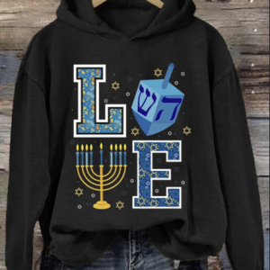 Casual Hoodie Text Letters Hanukkah Hoodie, Hoodies & Sweatshirts, color:Black|size:5XL, catalog Noracora shop