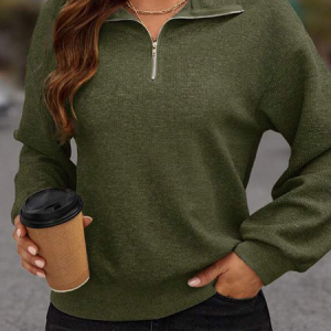 Casual Crew Neck Plain Sweatshirt, Hoodies & Sweatshirts, color:Army Green|size:XXL, catalog Noracora shop