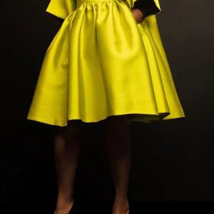 Plain Loose Elegant Skirt, Skirts, color:Yellow|size:XXL, Stylewe