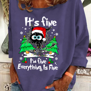 Casual Crew Neck Christmas Sweatshirt, Hoodies & Sweatshirts, color:Deep Purple|size:3XL, catalog Noracora shop
