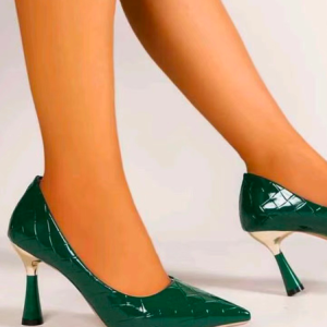 Urban Abstract Geometry Leather Flat, Heels, color:Green|size:41, Stylewe