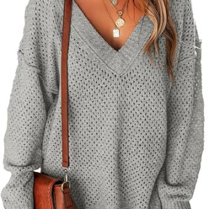 Women Wool/Knitting Plain Long Sleeve Comfy Casual Sweater, Sweaters, color:Gray|size:XL, catalog Noracora shop