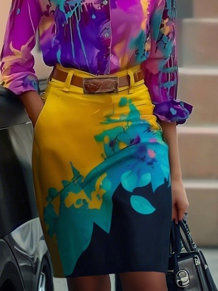 Plain Printing Elegant Mini Skirt, Skirts, color:As Picture|size:XXL, Stylewe