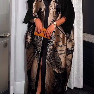Regular Sleeve Urban Loose Floral Maxi Dress, Maxi Dresses, color:Black|size:XXL, Stylewe