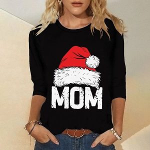 Casual Christmas Turtleneck Long Sleeve T-shirt, T-shirts, color:Black|size:3XL, catalog Noracora shop