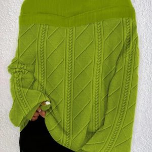 Plus Size Urban Stand Collar Plain Long Sleeve Loose Blouse, Plus Tops, color:Green|size:4X, Stylewe