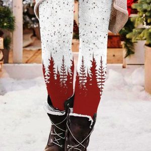 Casual Christmas Long Leggings, Leggings, color:Red|size:4XL, catalog Noracora shop