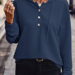 Casual Hoodie Plain Sweatshirt, Hoodies & Sweatshirts, color:Blue|size:5XL, catalog Noracora shop