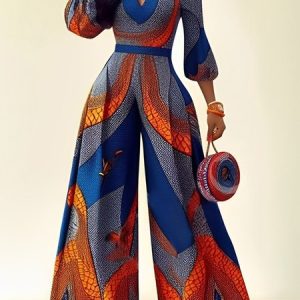 Urban Ethnic Patterns Crew Neck Jumpsuit, Jumpsuits, color:As Picture|size:XXL, Stylewe