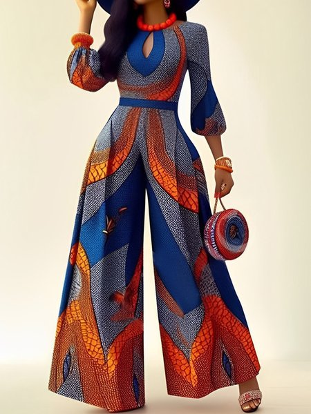 Urban Ethnic Patterns Crew Neck Jumpsuit, Jumpsuits, color:As Picture|size:XXL, Stylewe