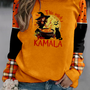 Halloween Casual Crew Neck Text Letters Sweatshirt, Hoodies & Sweatshirts, color:Yellow|size:4XL, catalog Noracora shop