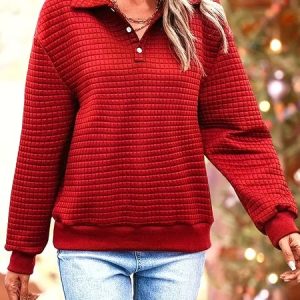 Casual Shawl Collar Plain Sweatshirt Zipper, Hoodies & Sweatshirts, color:Red|size:XXL, catalog Noracora shop