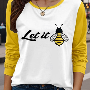 Casual Animal Crew Neck Long Sleeve T-shirt, T-shirts, color:Yellow|size:XXL, catalog Noracora shop