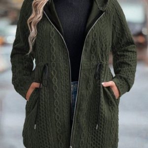 Women's Plain Thicken Loose Jacket, Outerwear, color:Army Green|size:4XL, catalog Noracora shop