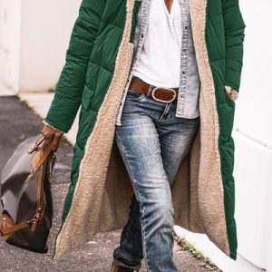 Women's Plain Thicken Loose Padded Jacket, Outerwear, color:Green|size:3XL, catalog Noracora shop