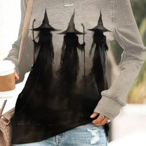 Casual Crew Neck Halloween Sweatshirt, Blouses, color:As Picture|size:3XL, catalog Noracora shop