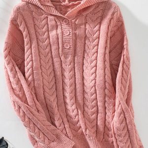 Women Yarn/Wool Yarn Plain Long Sleeve Comfy Casual Buckle Sweater, Sweaters, color:Pink|size:XL, catalog Noracora shop