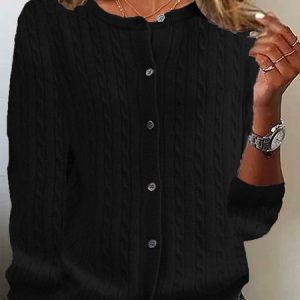 Women Yarn/Wool Yarn Floral Long Sleeve Comfy Casual Sweater, Sweaters, color:Black|size:XXL, catalog Noracora shop