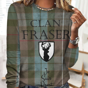 Vintage Fraser Clan Round Neck Long Sleeve T-shirt, Long sleeves, Lilicloth.com