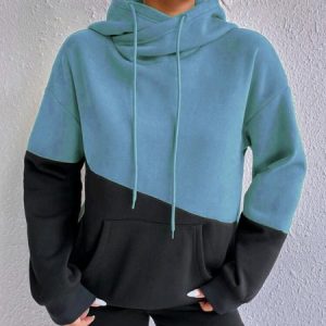 Casual Crew Neck Color Block Sweatshirt Zipper, Hoodies & Sweatshirts, color:Blue|size:XXL, catalog Noracora shop